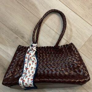 Handcrafted Woven Leather Shoulder Bag Large Cowhide Tote